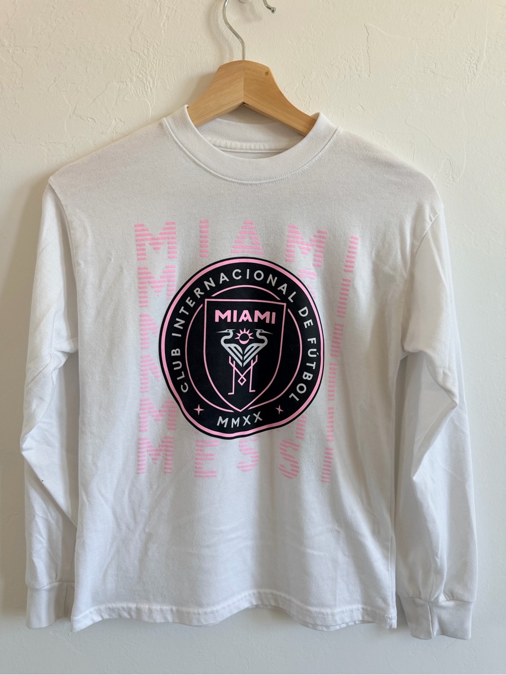 abercrombie kids White Long-Sleeve Miami Crest Tee with Pink & Black Logo
